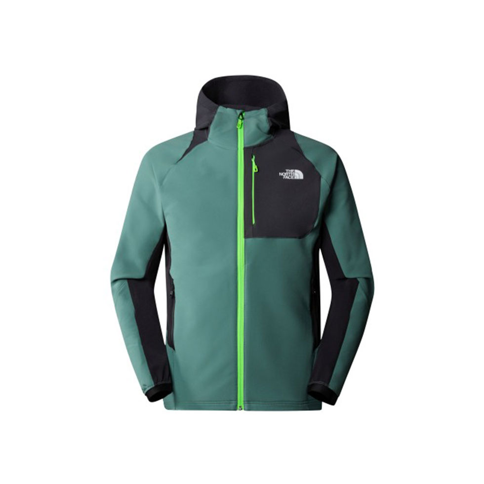 Πράσινο μπουφάν με κουκούλα Soft shell 